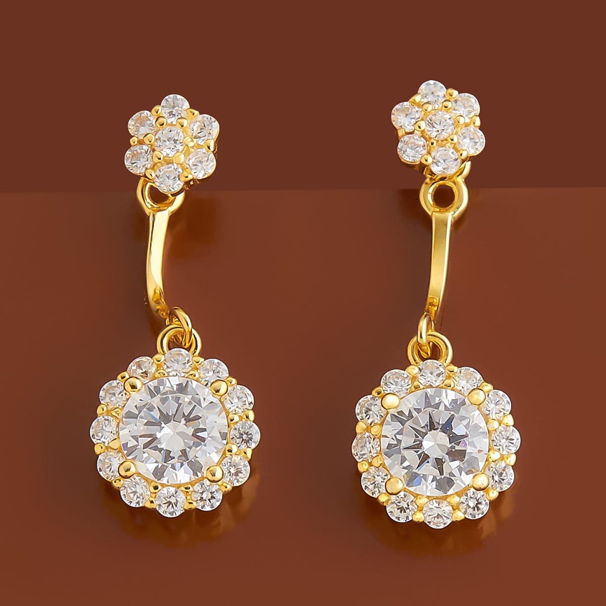 Amazing White Stones and Pearls Earrings - South India Jewels